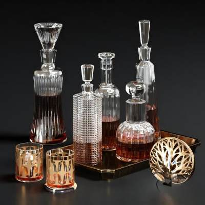 现代酒瓶 酒杯组合